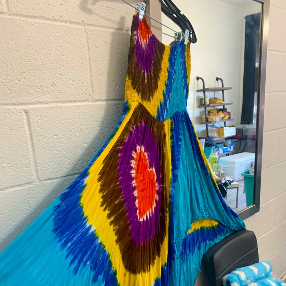 Super Vibrant Handmade Asymmetrical Tie-Dye Dress